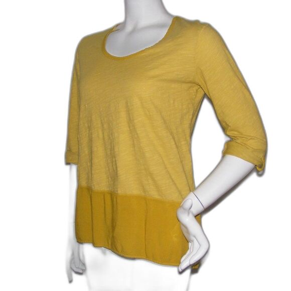 FRESH PRODUCE Top, S, Yellow, Solid, Button Back, Mid length sleeves, Wider neck - Picture 3 of 13